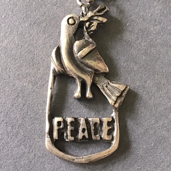 Sterling Silver Peace Dove Pendant Necklace - Picture 2 of 4